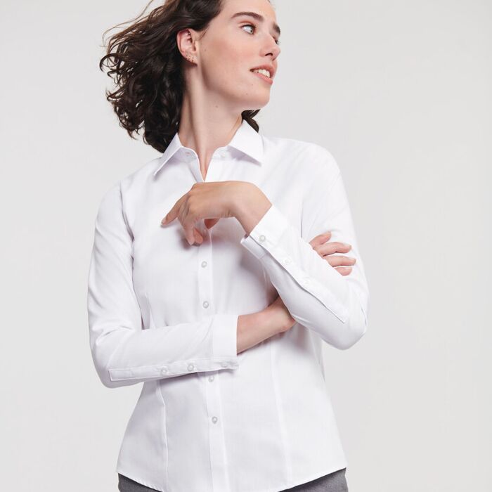 Women's long sleeve herringbone shirt Thumbnail