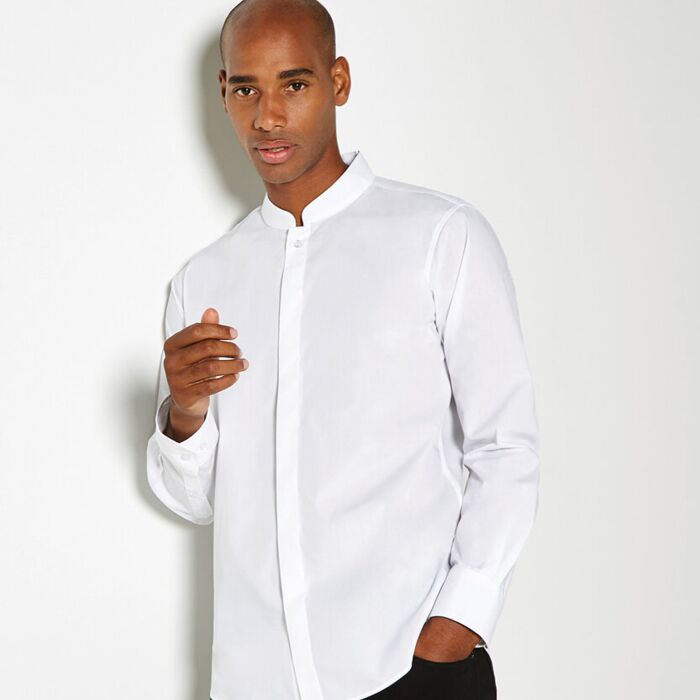 Mandarin collar shirt long-sleeved (tailored fit) Thumbnail