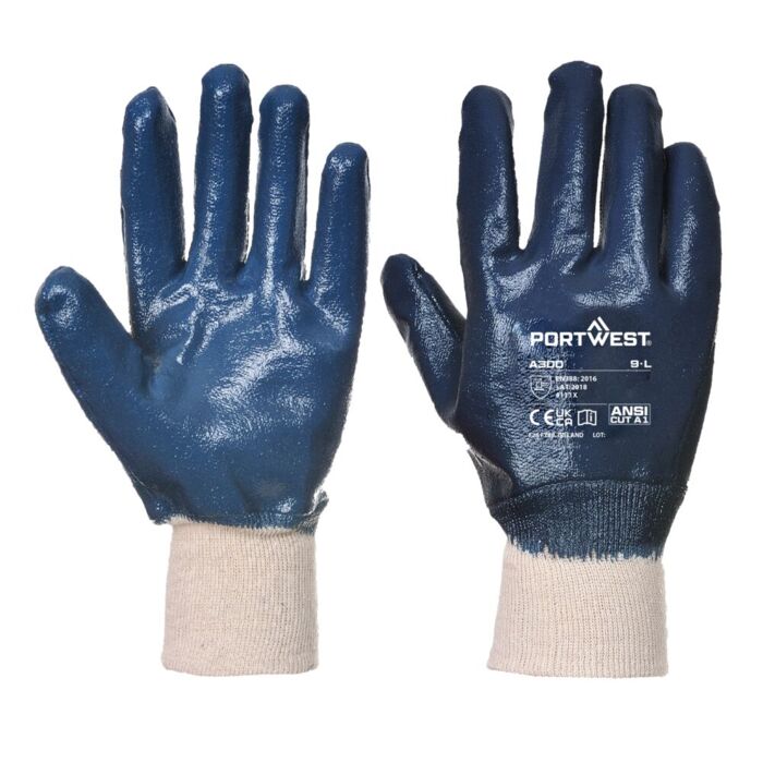 Portwest Nitrile Knitwrist Glove Navy Thumbnail