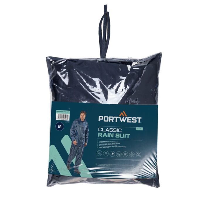 Portwest PVC Coated Rain Suit Navy Thumbnail