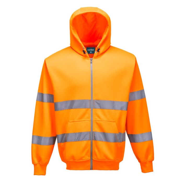 Portwest Hi-Vis Zip Front Hoodie Orange Thumbnail