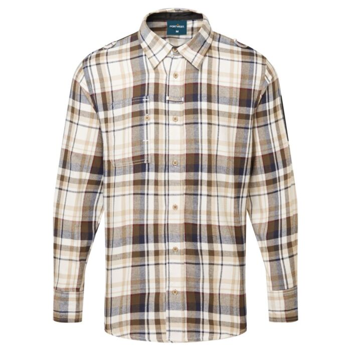Portwest KX3 Check Work Shirt Brown Check Thumbnail
