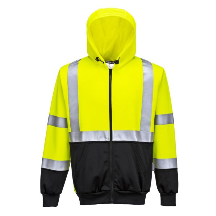 Portwest Hi-Vis 2-Tone Zipped Hoodie Yellow/Black Thumbnail