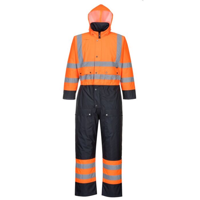 Portwest Hi-Vis Contrast Coverall - Lined Orange/Navy Orange/Navy Thumbnail