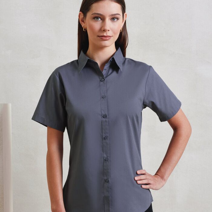 Women's short sleeve poplin blouse Thumbnail
