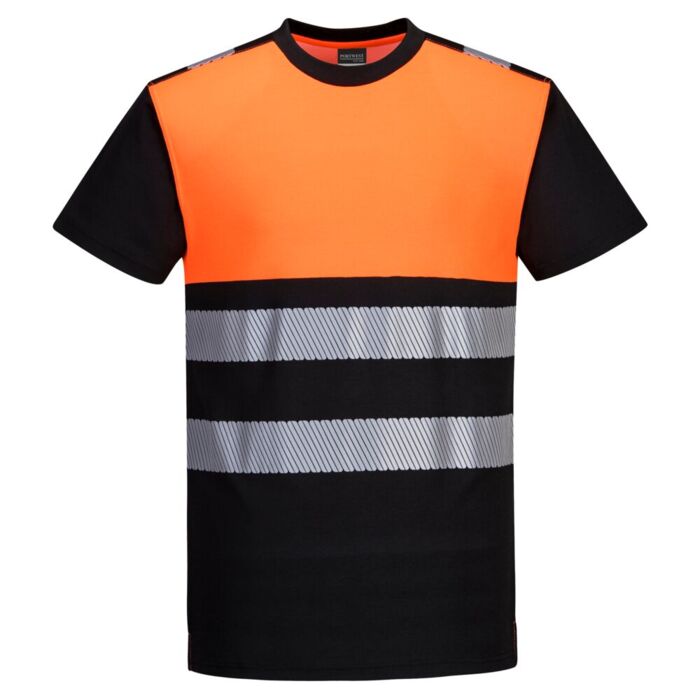 Portwest PW3 Hi-Vis Class 1 T-Shirt Black/Orange Thumbnail