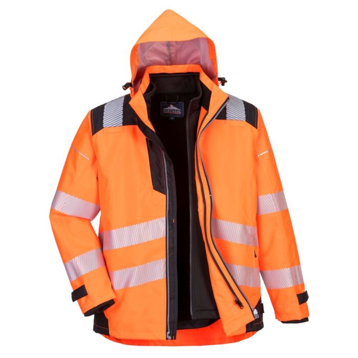 Portwest PW3 Hi-Vis 3-in-1 Jacket Orange/Black Thumbnail