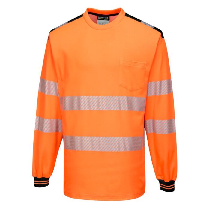 Portwest PW3 Hi-Vis T-Shirt  Long Sleeves Orange/Black Thumbnail