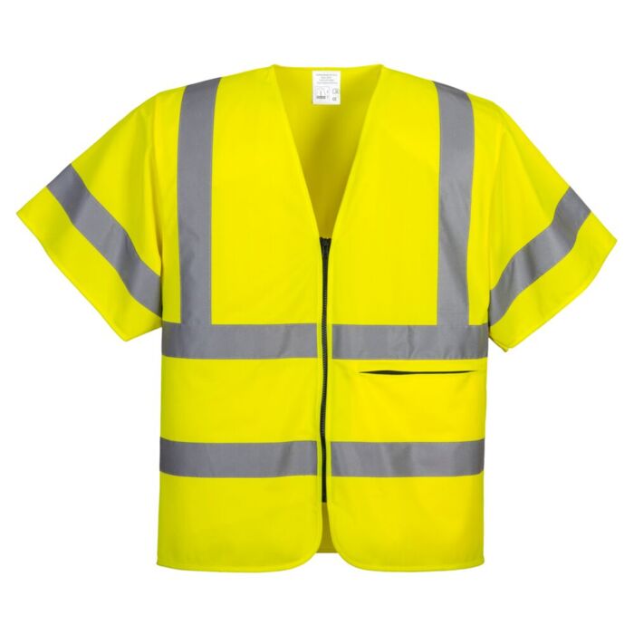 Portwest Hi-Vis Half Sleeve Zip Vest Yellow Thumbnail